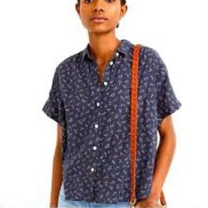 Madewell Navy Floral Button-Down Shirt